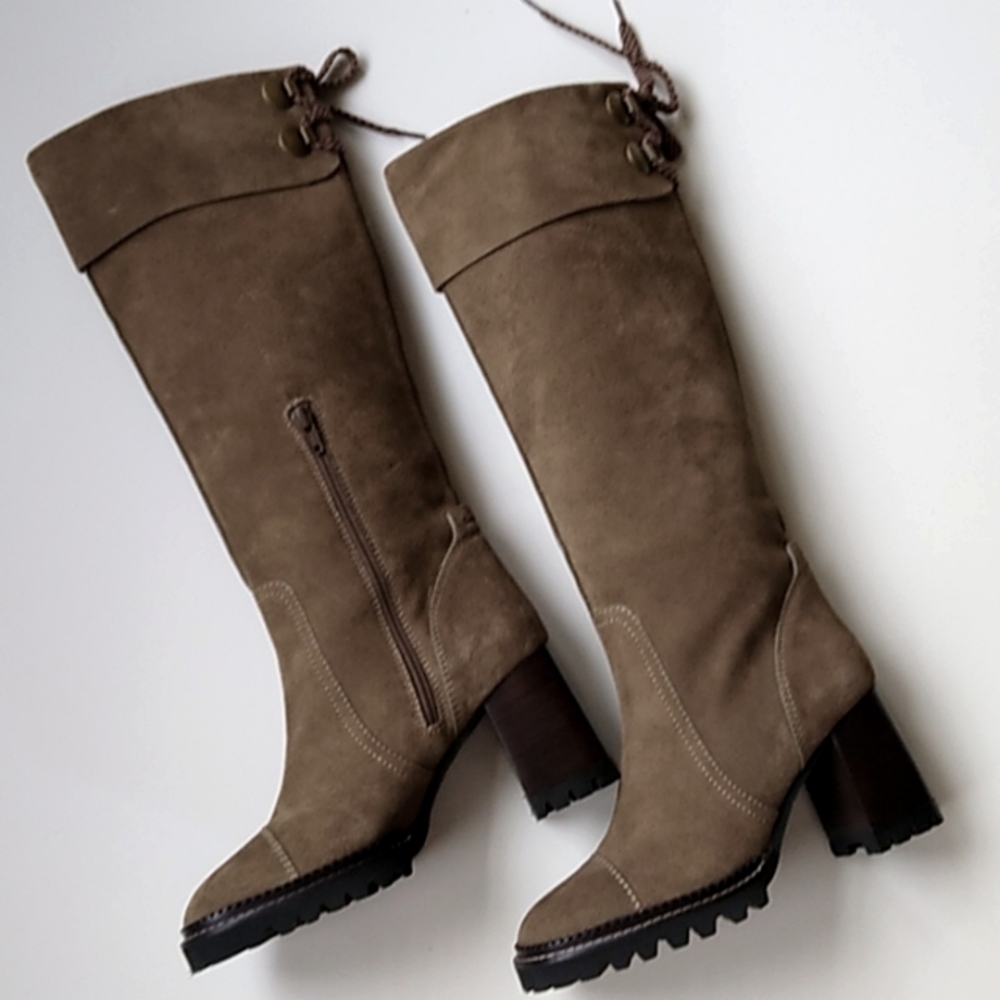 New See by Chloe Suede Knee High Boots Size 7 (38)